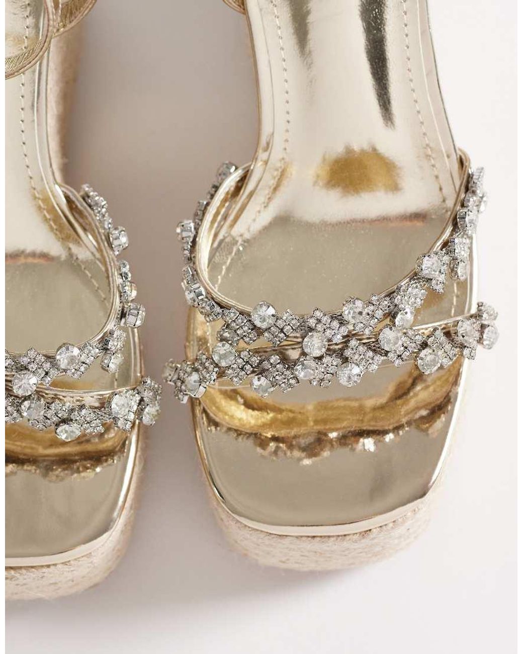 SIMMI Natural Simmi London Hazel Embellished Espadrille Wedge Sandals