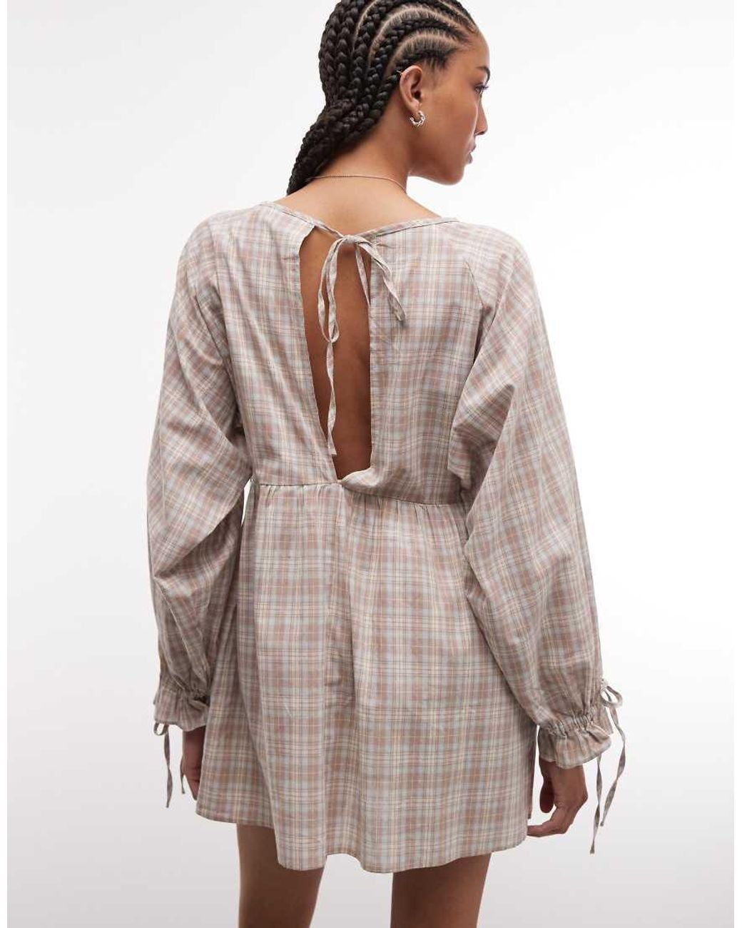 Daisy Street Natural Chuck On Smock Long Sleeve Mini Dress