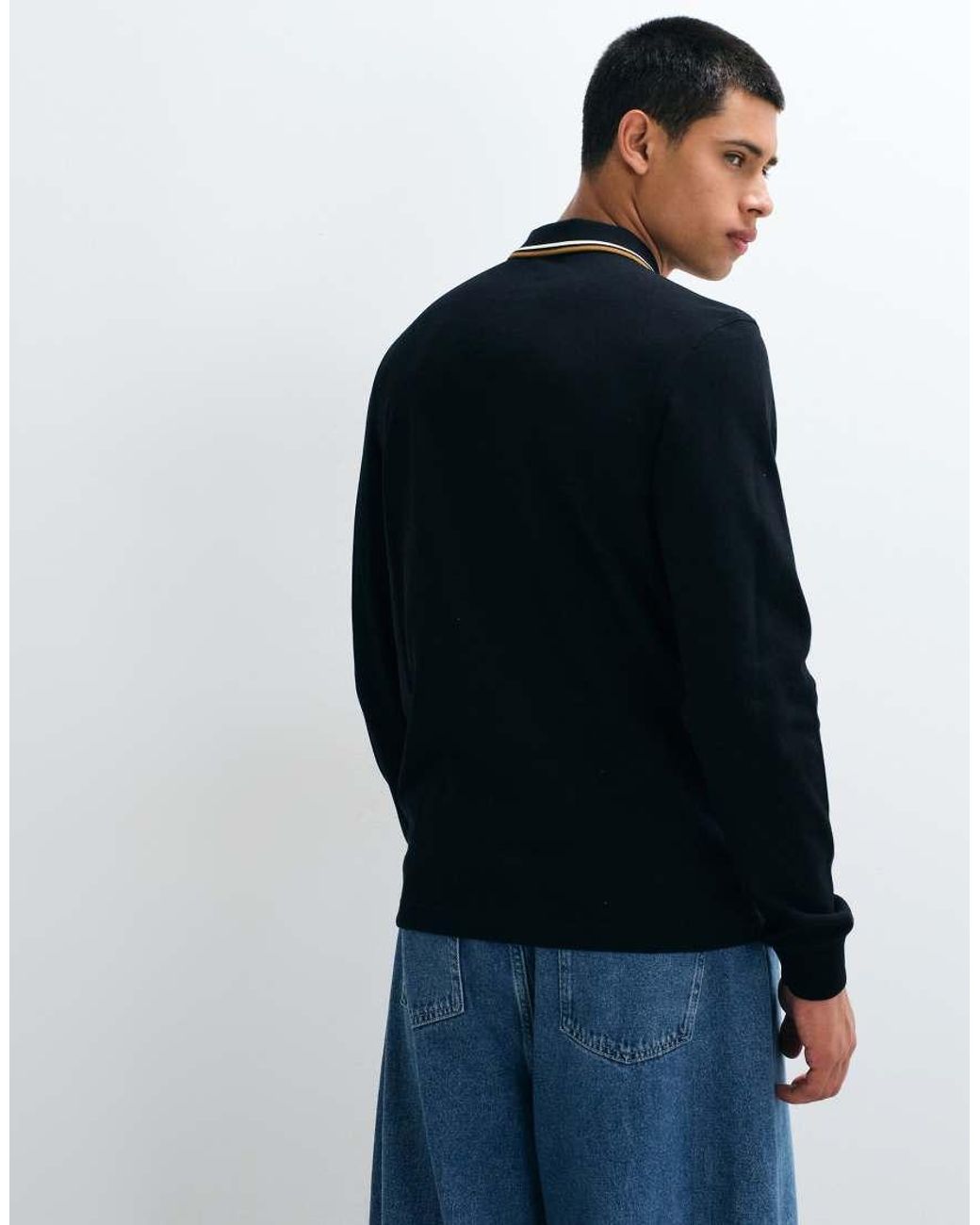Fred Perry Blue Long Sleeve Polo Shirt for men