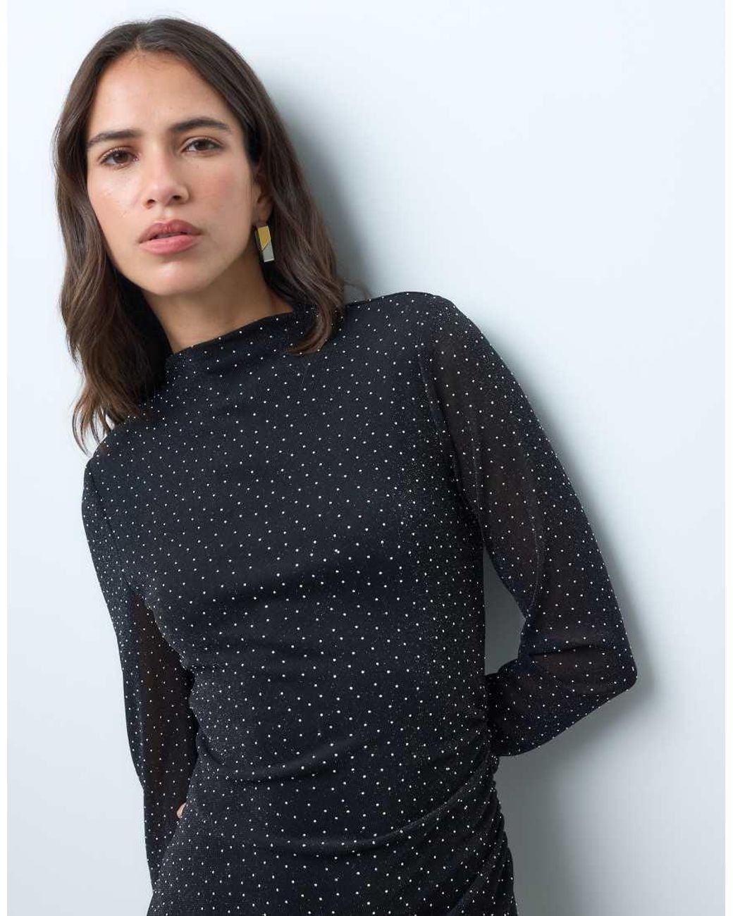 New Look Blue Hotfix Glitter Ruche Side Mini Dress