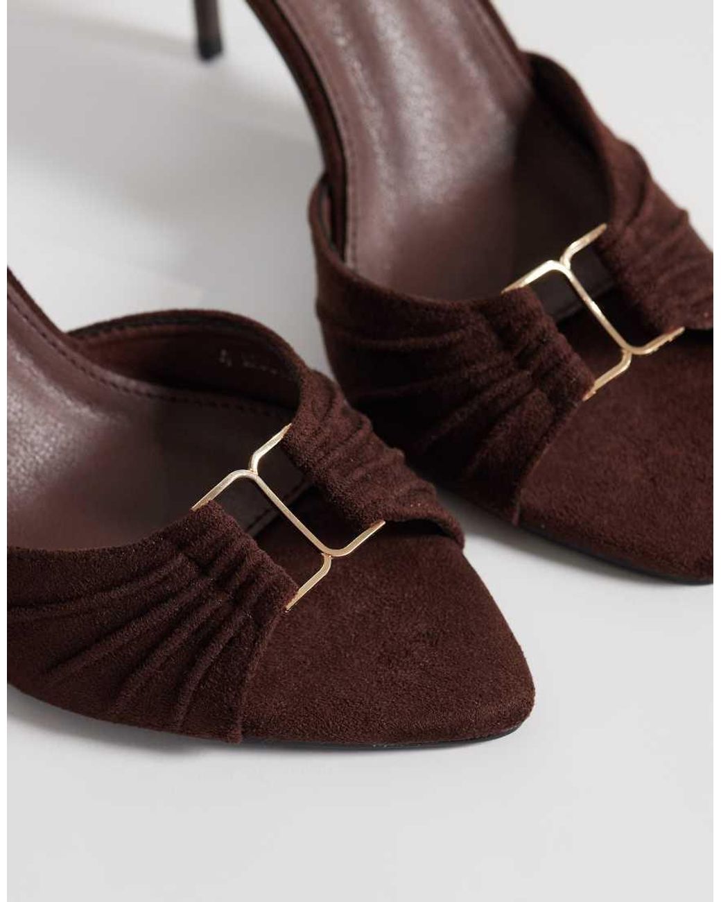 Public Desire Brown Kourtney Heeled Mule Sandals