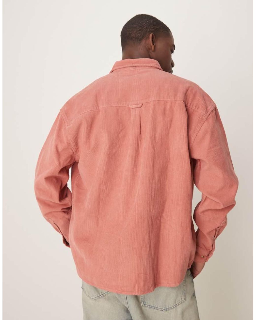 ASOS Red 90s Oversized Cord Shirt for men