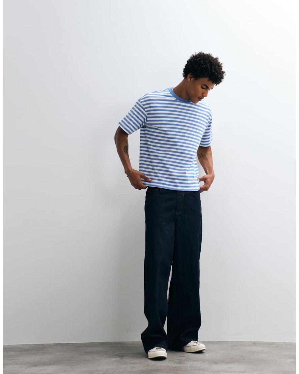 Weekday Blue Oversized Boxy T-shirt for men