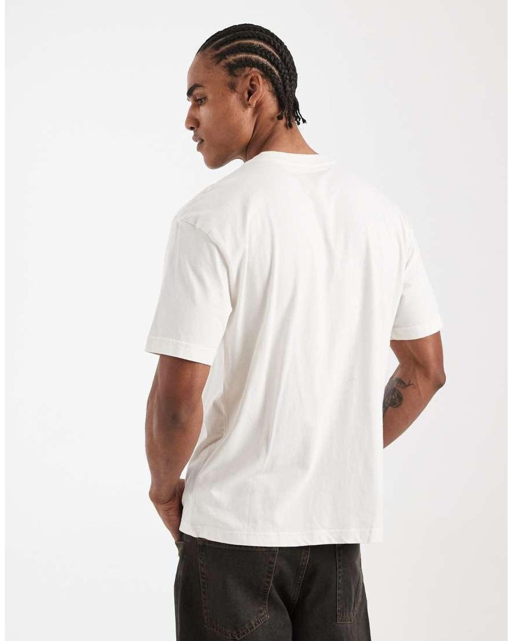 Hollister White Grunge Rose Graphic T-shirt for men