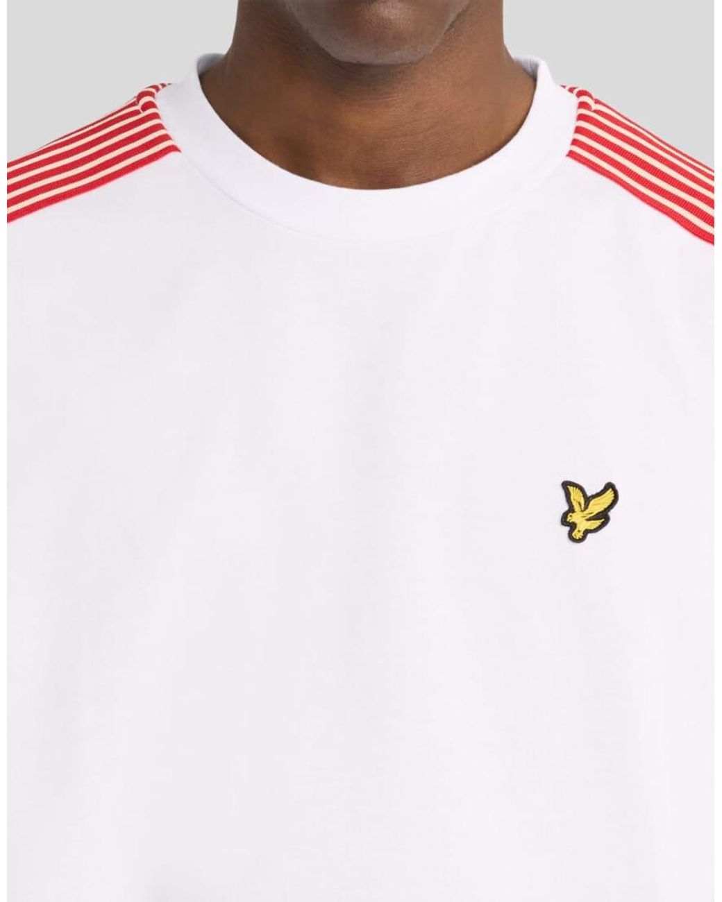 Lyle & Scott White Ls T-Shirt Stripe Taped T-Shirt for men