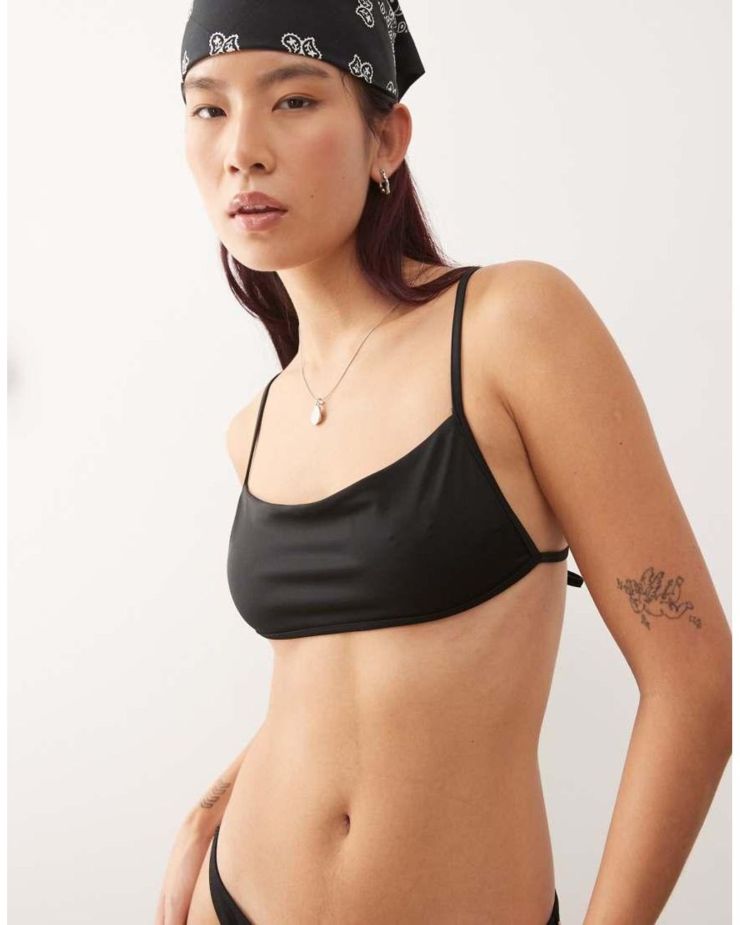 Weekday Black Mix & Match Square Bikini Top With Barely There Strappy Back