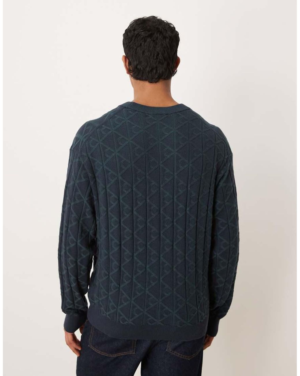 Calvin Klein Blue Monogram Crew Neck Jumper for men