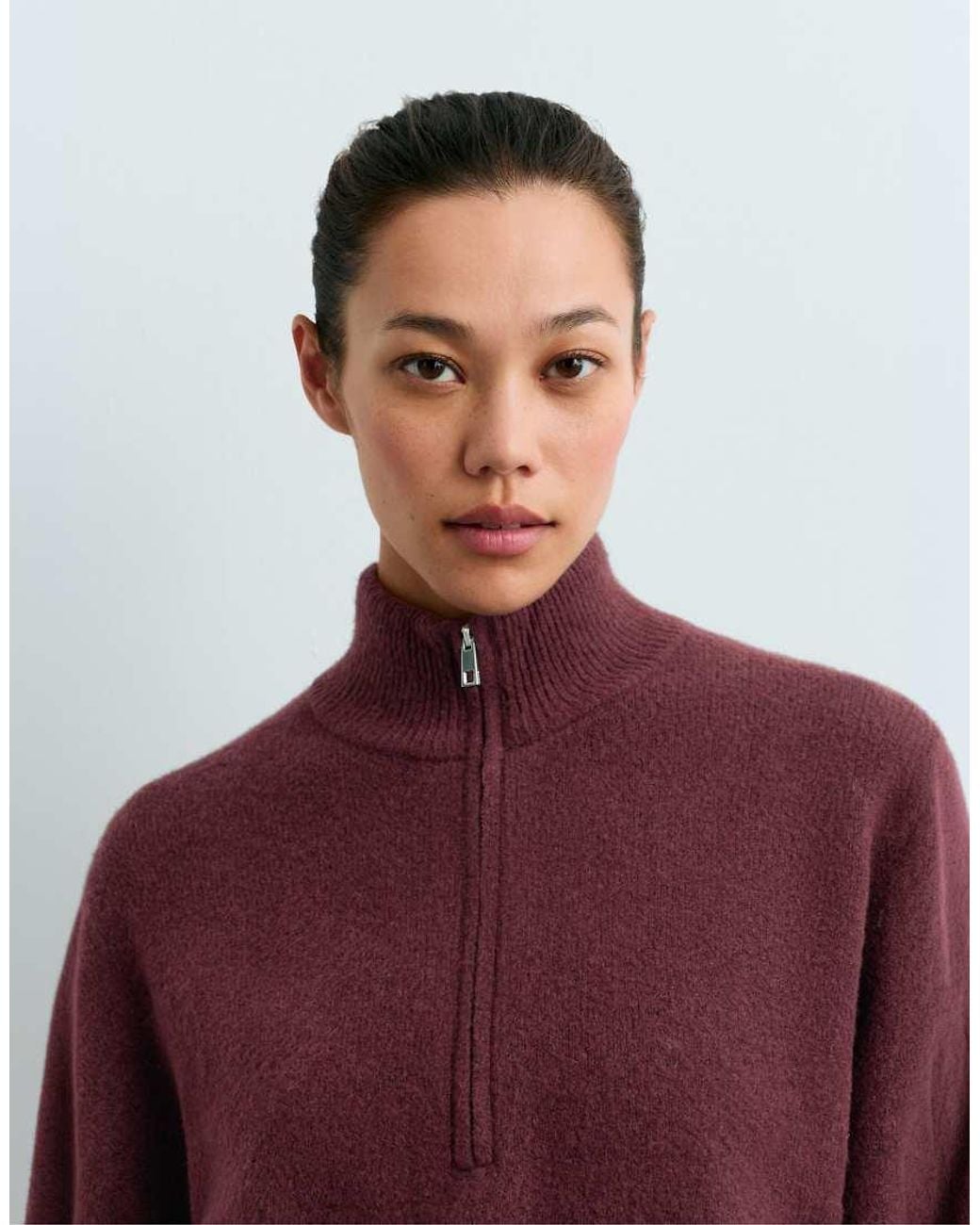 Oysho Red High-neck Jumper With Half Zip