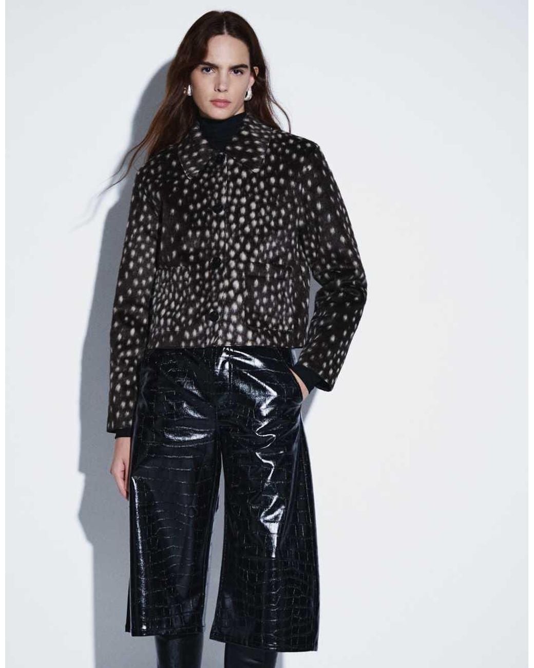 Mango Black Pony Hair Short Jacket