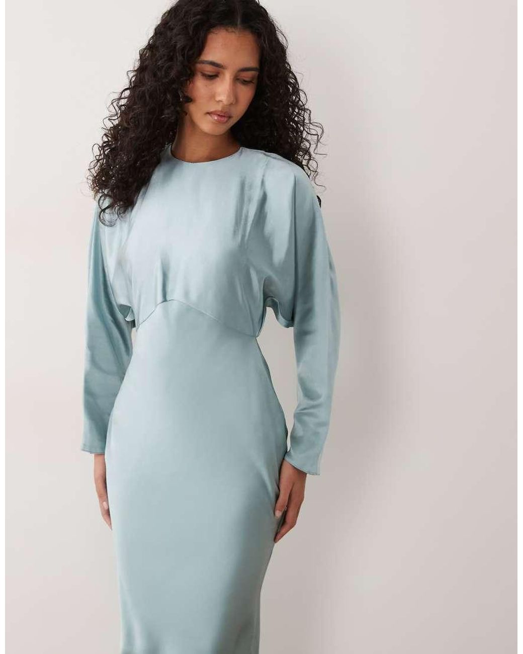 ASOS Blue Satin Batwing Maxi Dress