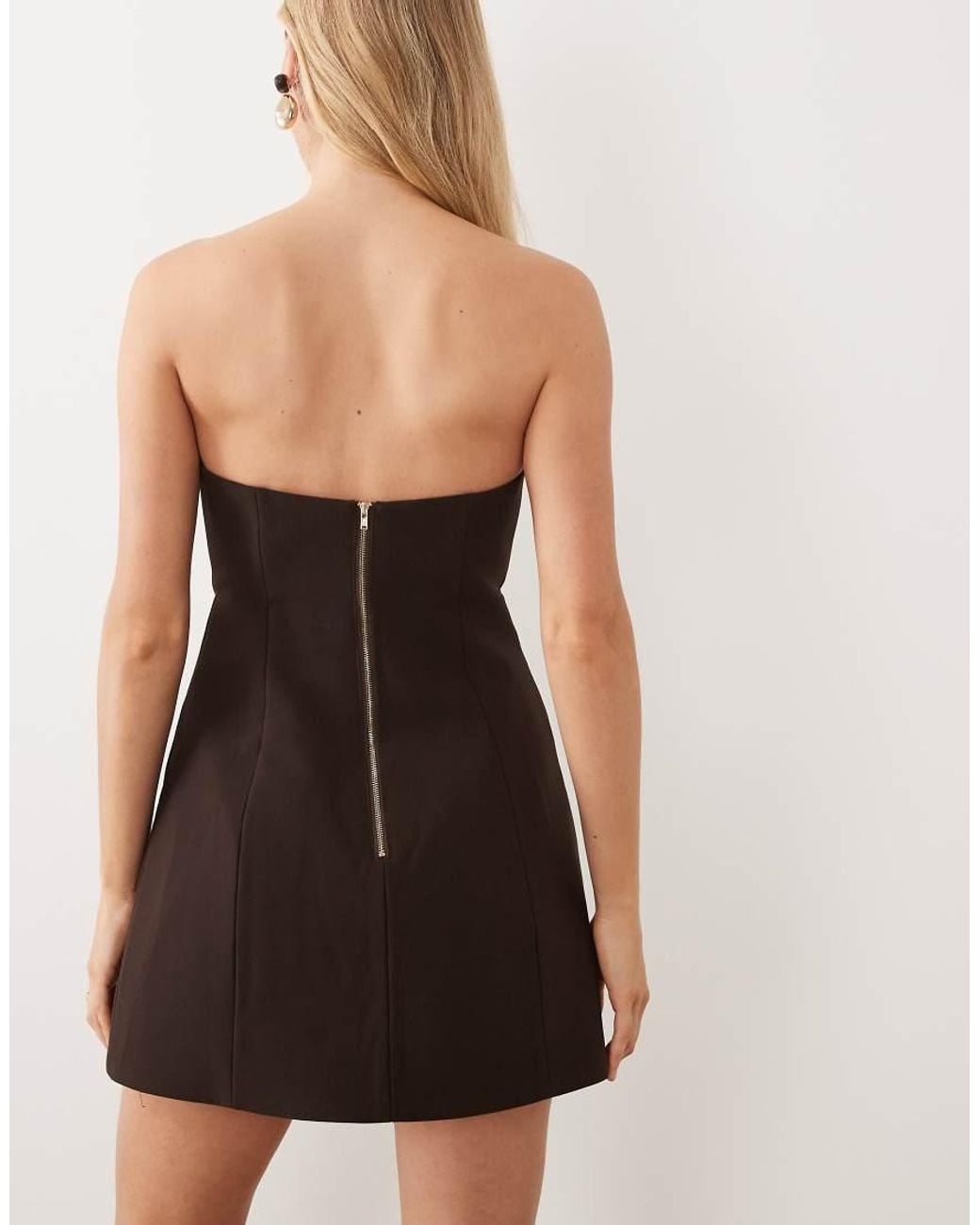 Bardot Brown Venya Structured Mini Dress With Metal Hardware Detail