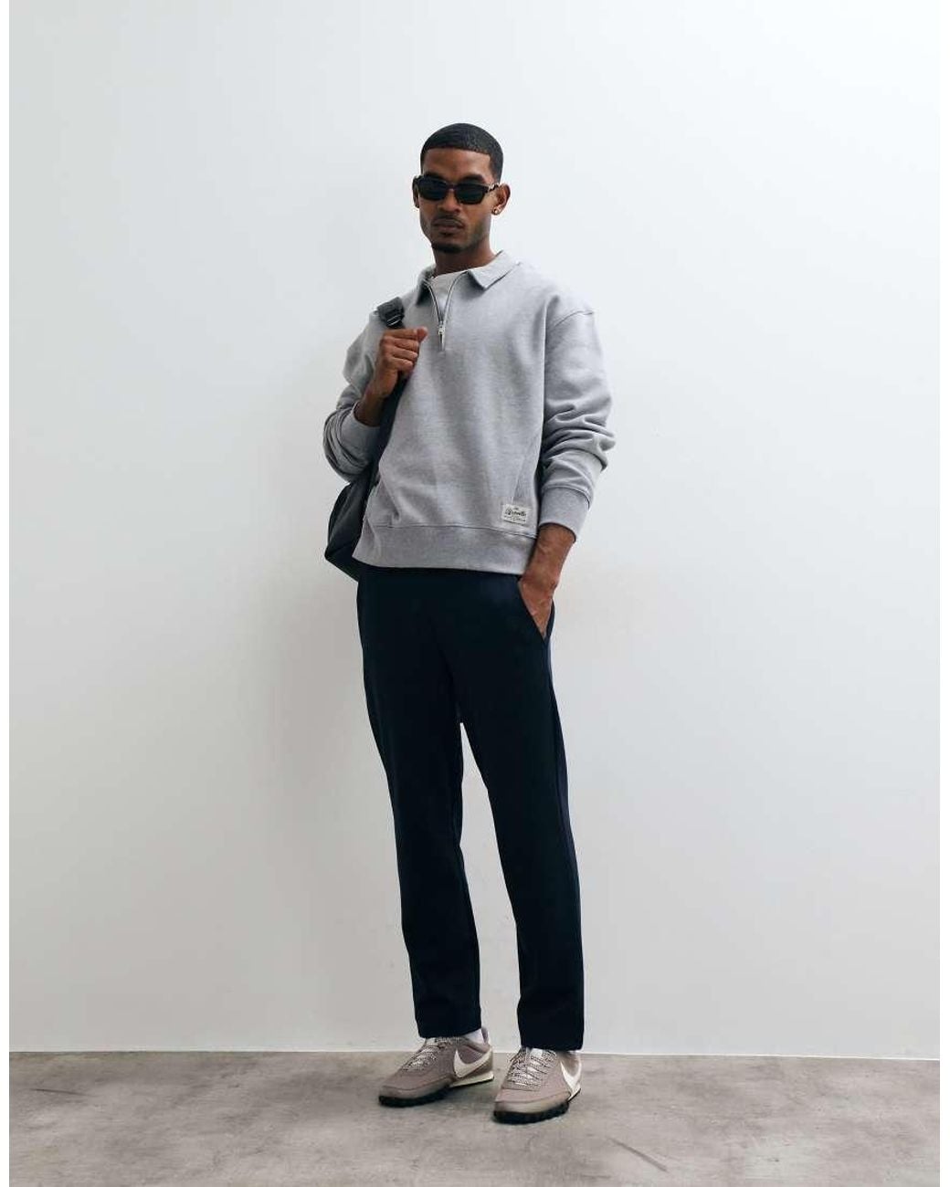 ASOS Gray Premium Heavyweight 400gsm Oversized Quarter Zip Sweat for men
