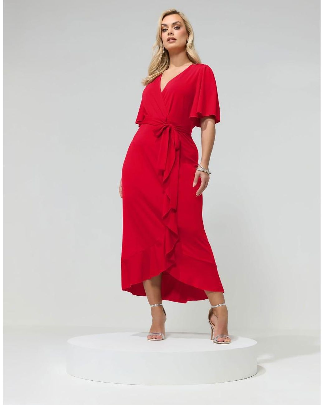Yours Clothing Red Ruffle Hem Wrap Dress