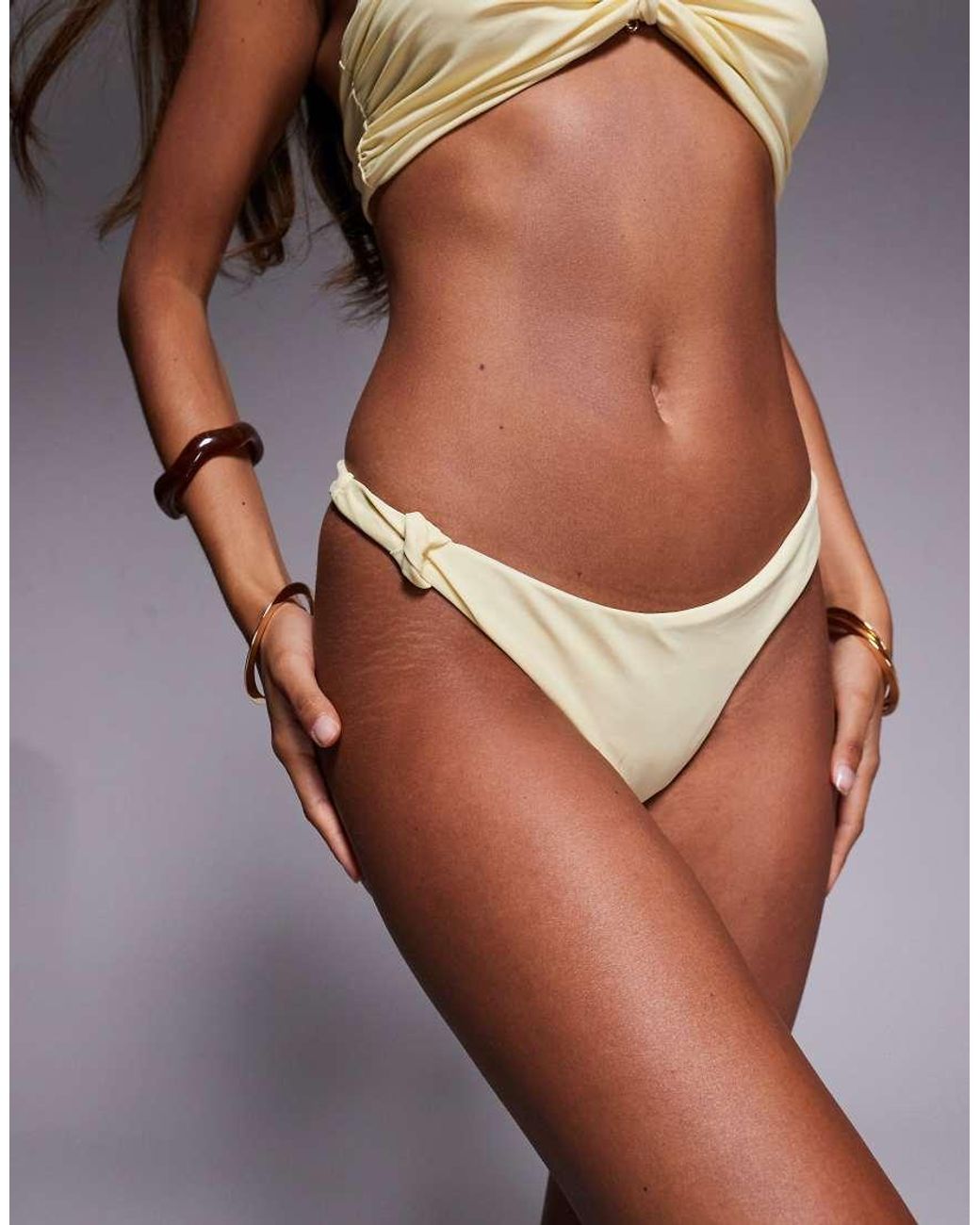 SIMMI Yellow Luz Knot Detail Bikini Bottoms