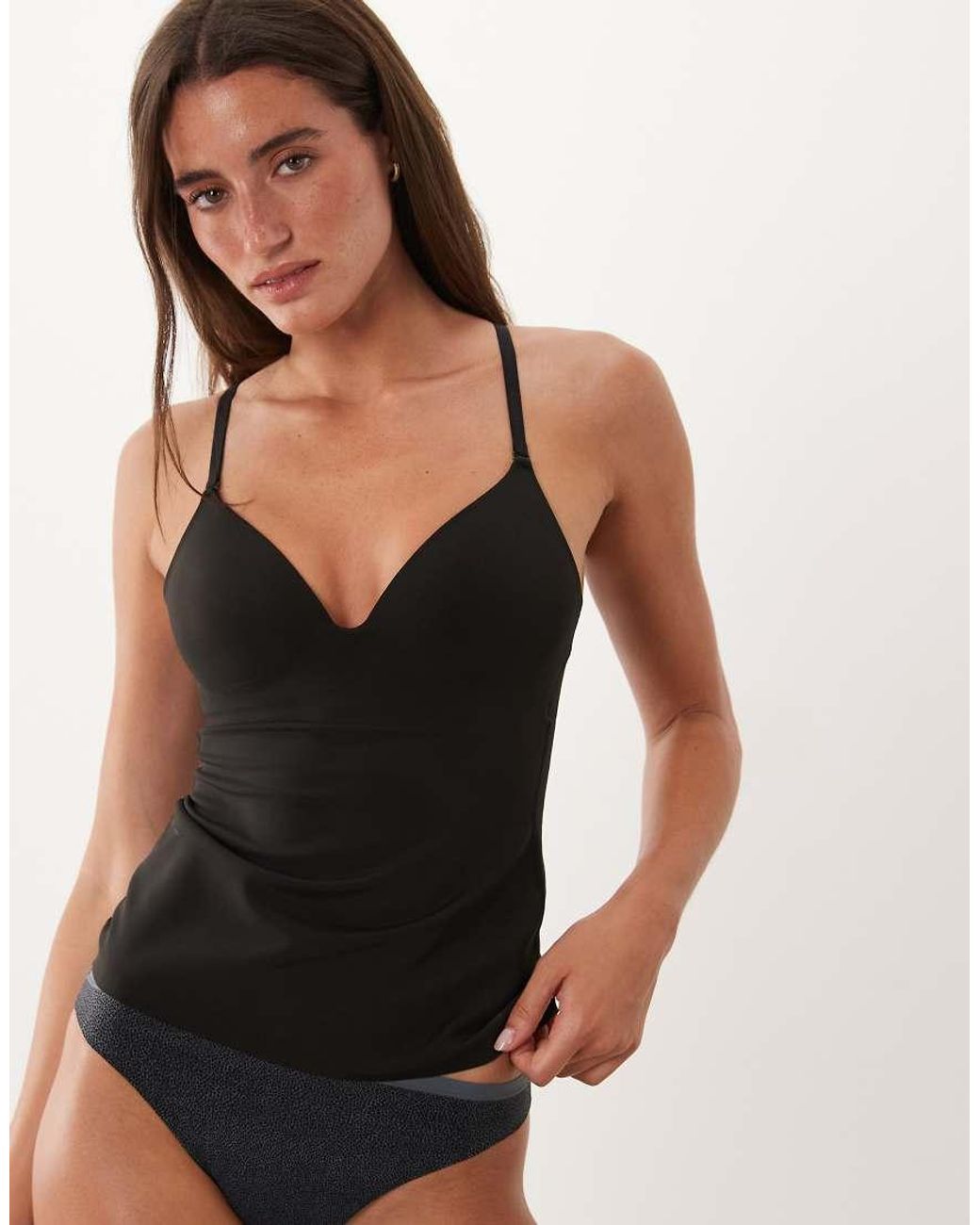 Calvin Klein Black Shapewear Cami Top With Bra Inserts