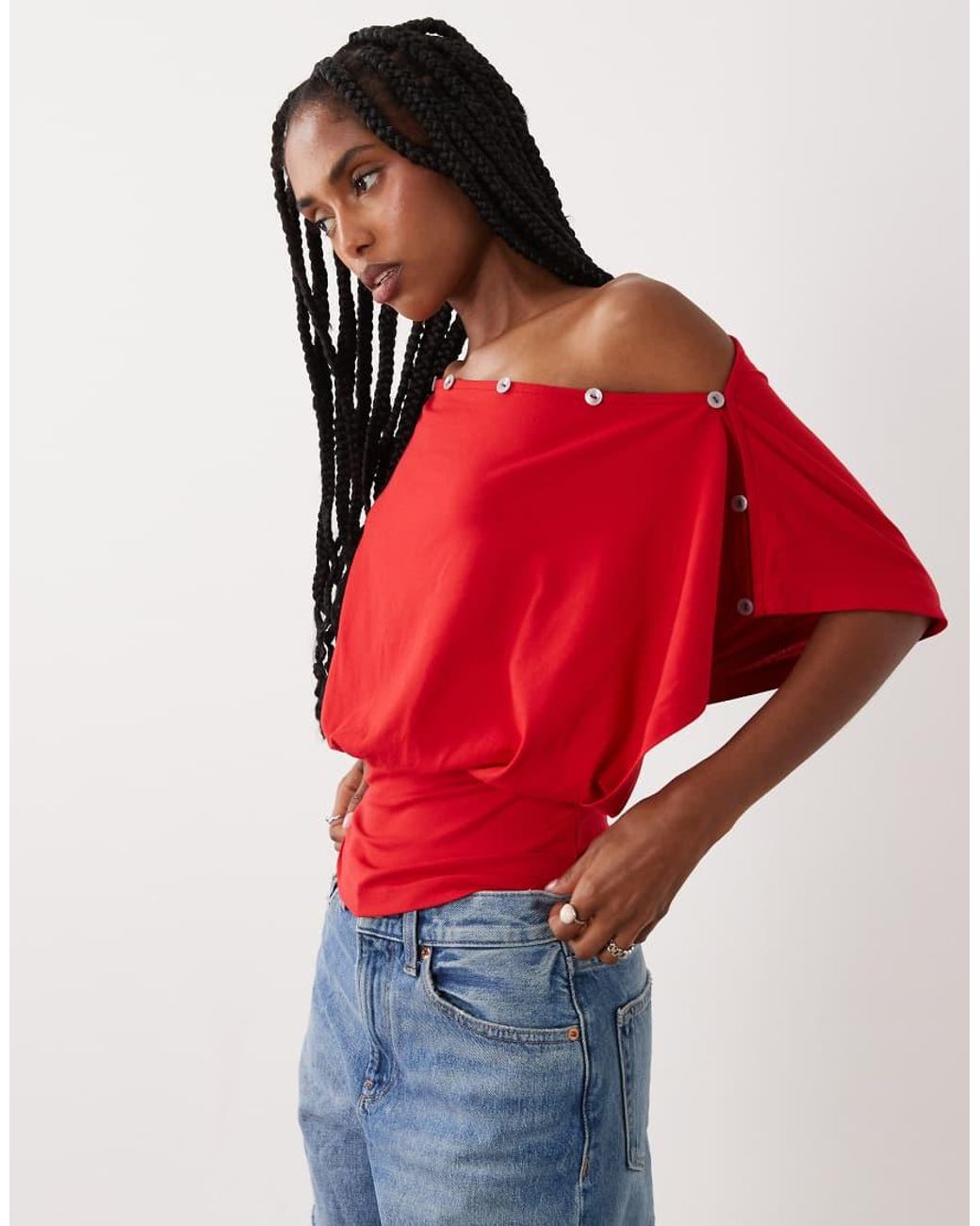 ASOS Red Multiway Button Top