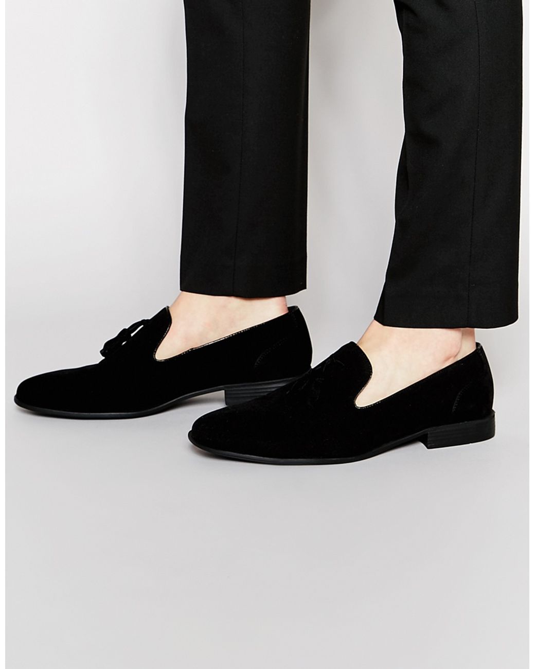 black suede loafers tassel