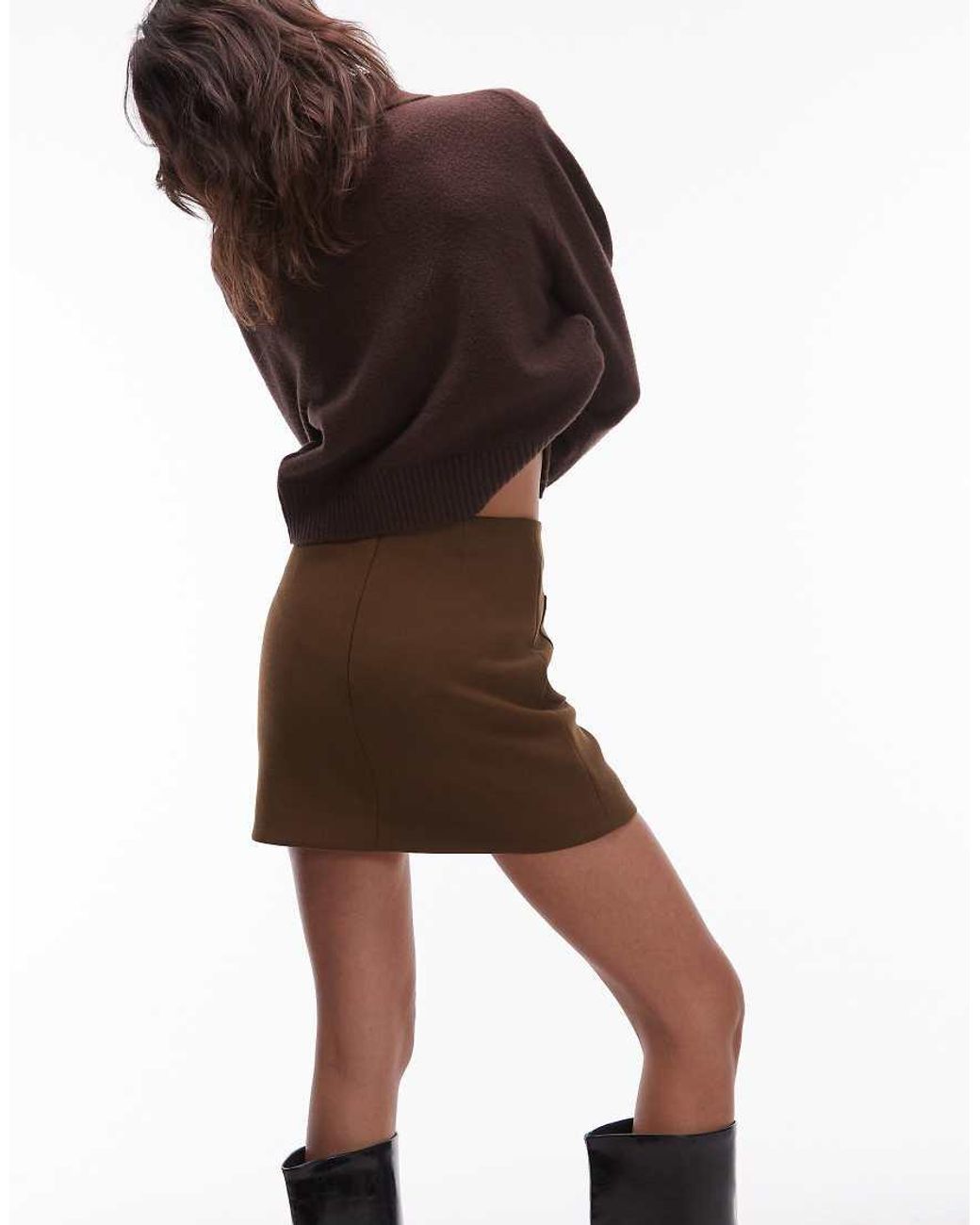 & Other Stories Brown Mini Skirt With Front Patch Pockets