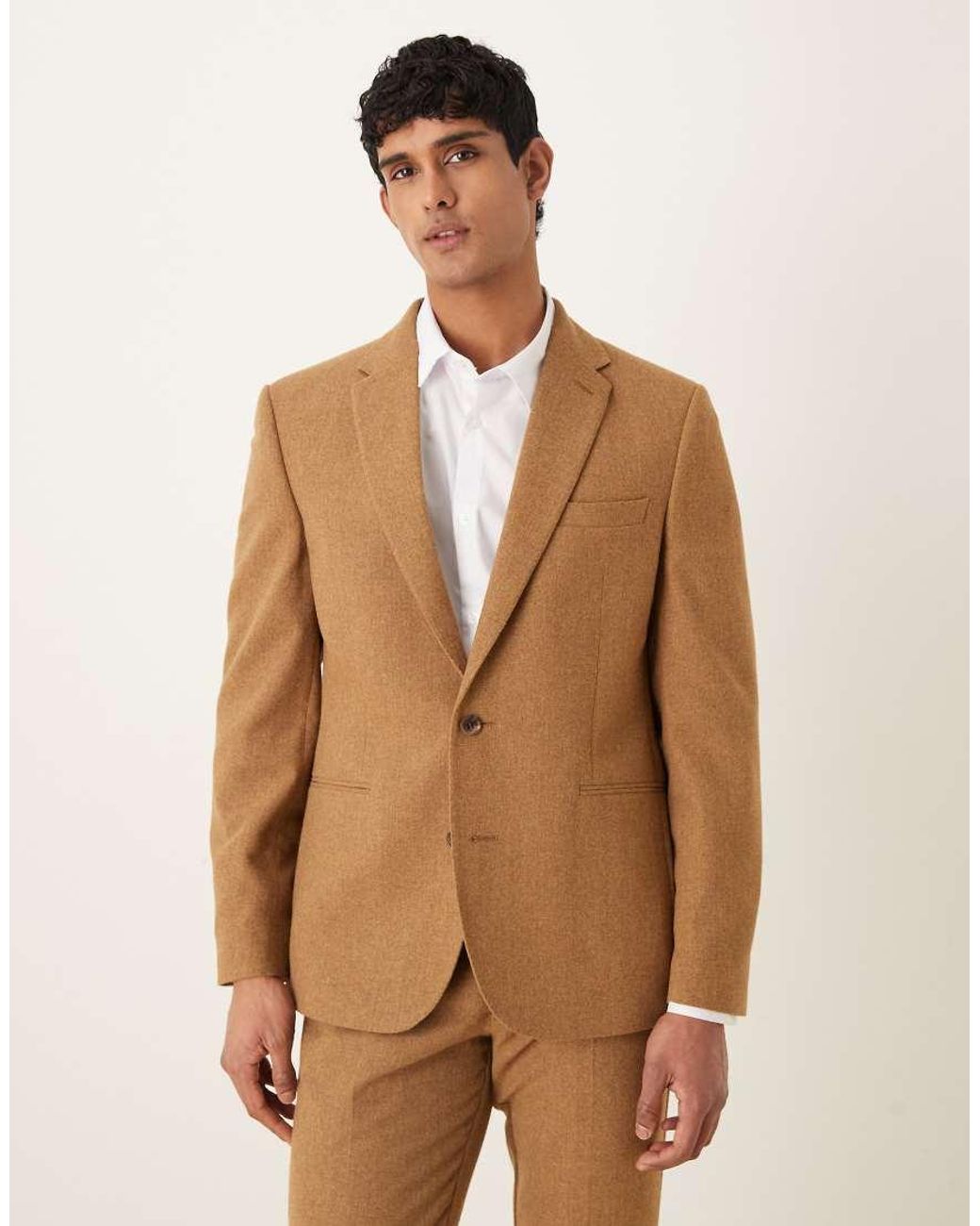 ASOS Natural Wool Blend Slim Suit Jacket for men