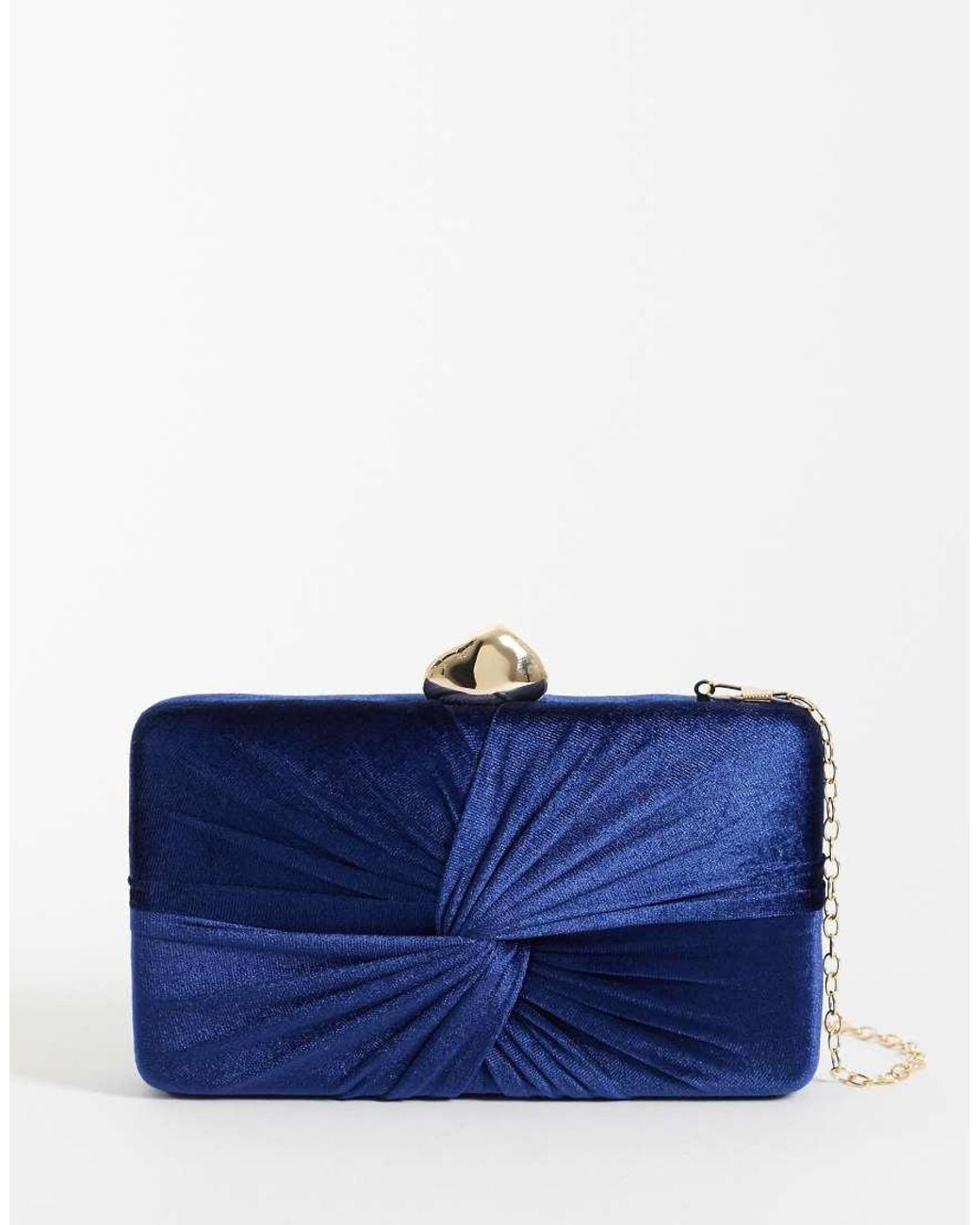 True Decadence Blue Velvet Twist Clutch Bag