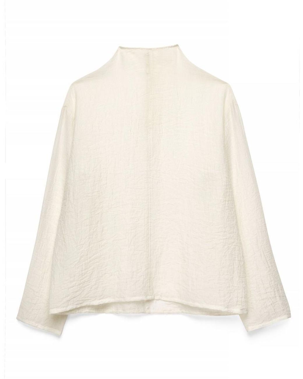 NA-KD Natural Funnel Neck Seam Detail Crinkle Top