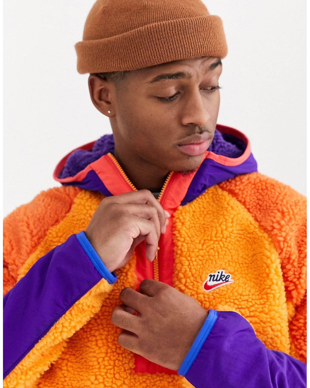 Veste d'hiver à enfiler en polaire avec demi-patte zippée - /violet Nike  pour homme en coloris Orange | Lyst