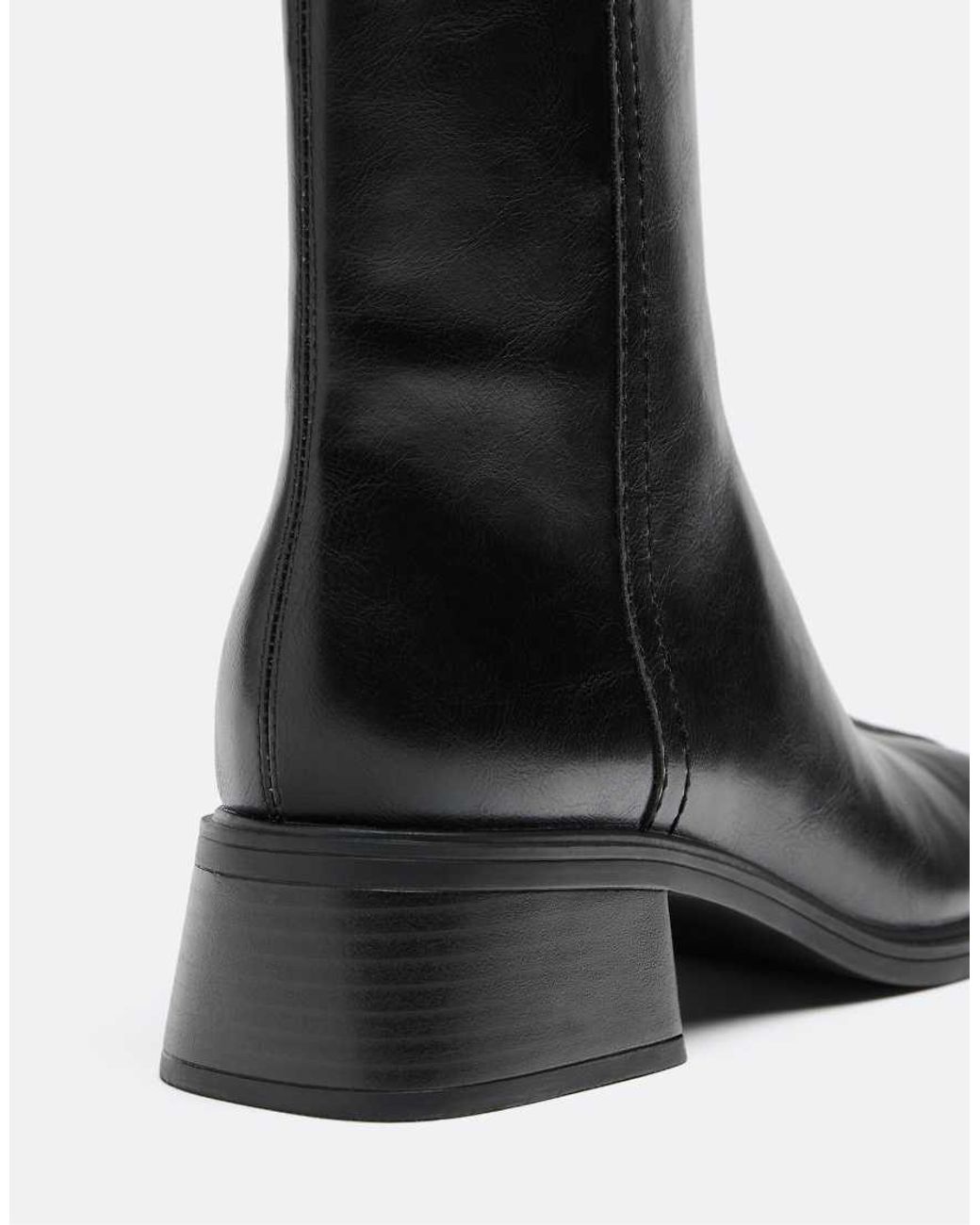 Stradivarius Black Stretch Heeled Boots