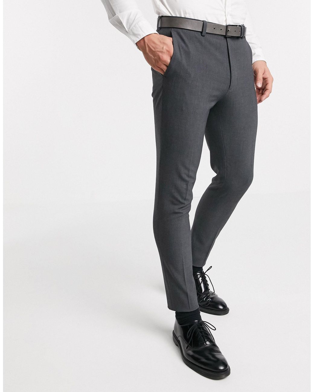 ASOS Synthetic Super Skinny Suit Pants in Gray for Men - Lyst