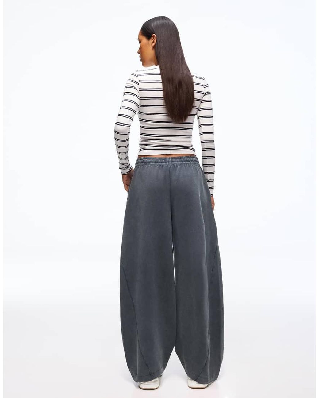 Bershka Blue Barrel Plush Trousers With Stoppers