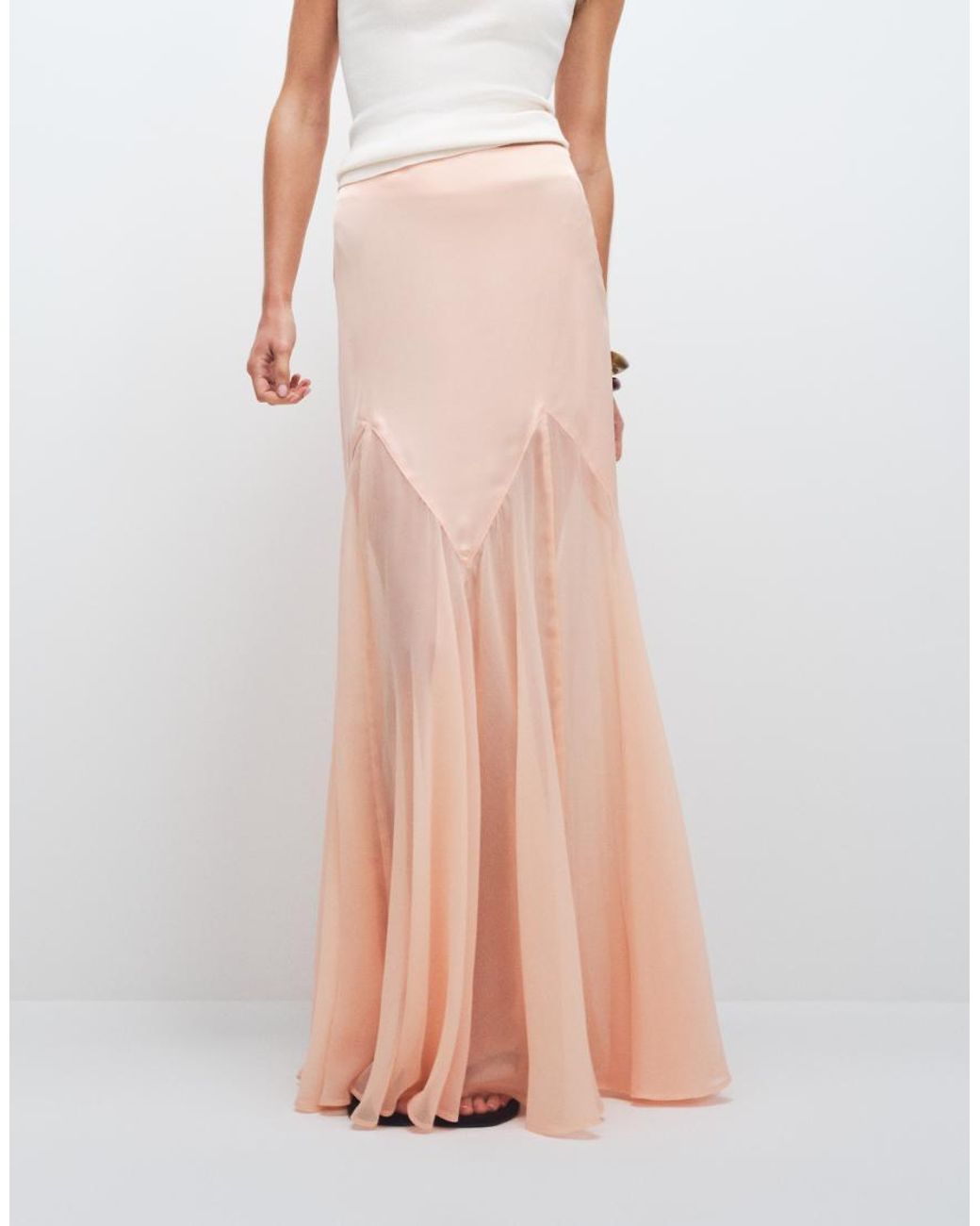 ASOS Orange Asos Design Tall Satin And Chiffon Mix Fishtail Skirt