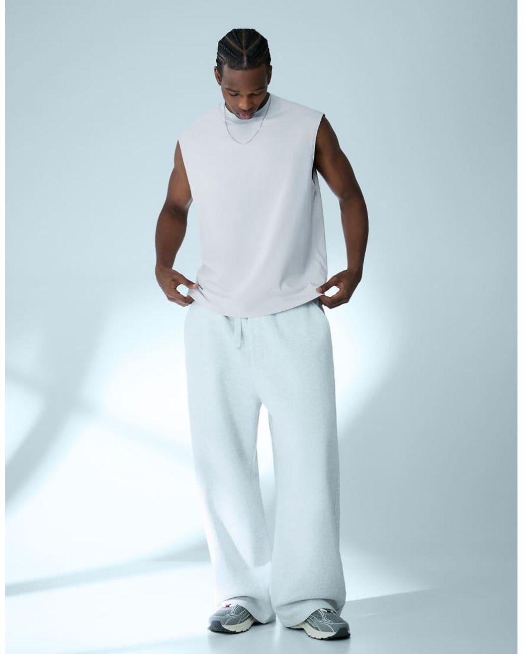 Bershka Blue Basic Sleeveless T-shirt for men