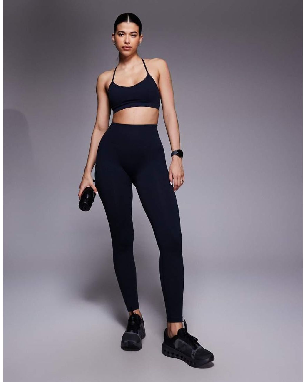 4505 Blue Seamless Baby Rib Light Support Sports Bra