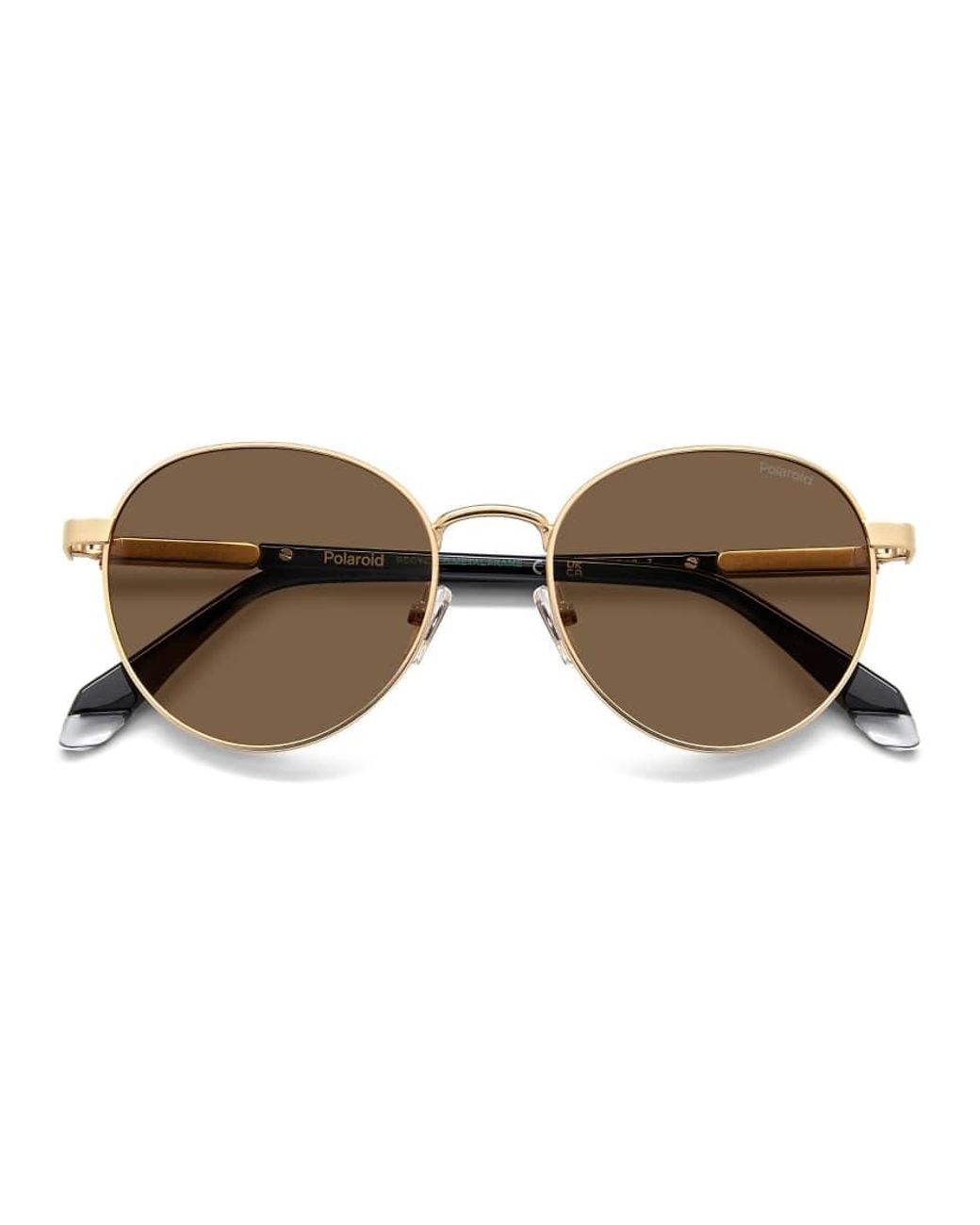 Polaroid Sunglasses Metallic Round Sunglasses With Bronze Polarized Lenses for men
