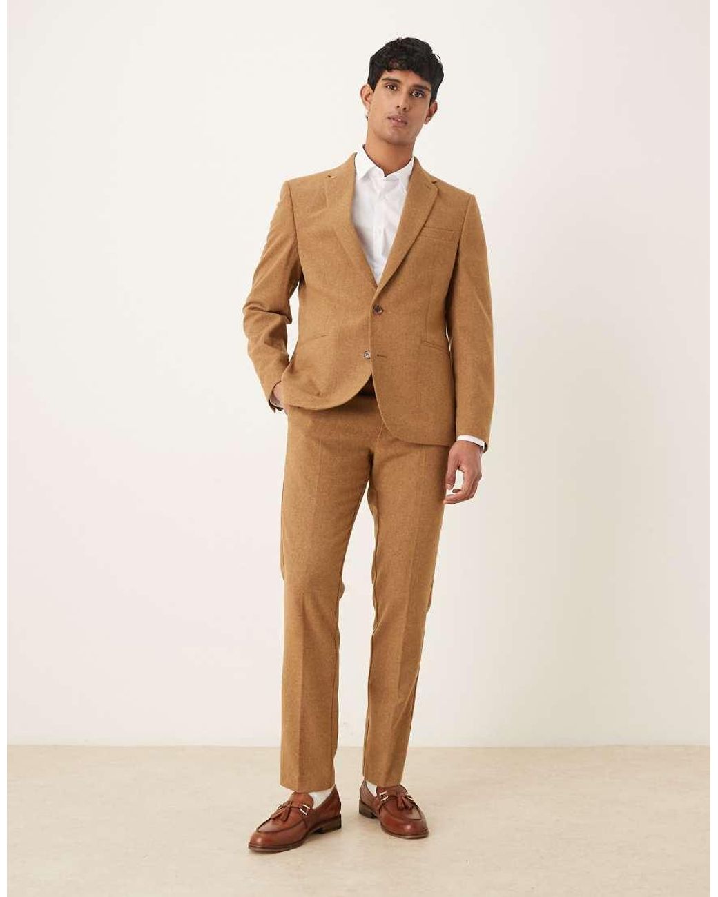 ASOS Natural Wool Blend Slim Suit Jacket for men