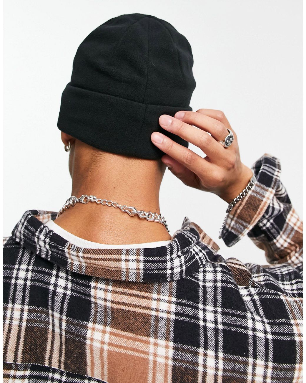 Mennace Synthetic Ribbed Beanie in 
