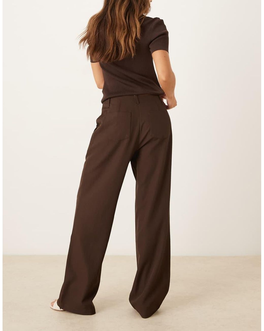 Pretty Lavish Brown Tailored Wide Leg Trousers