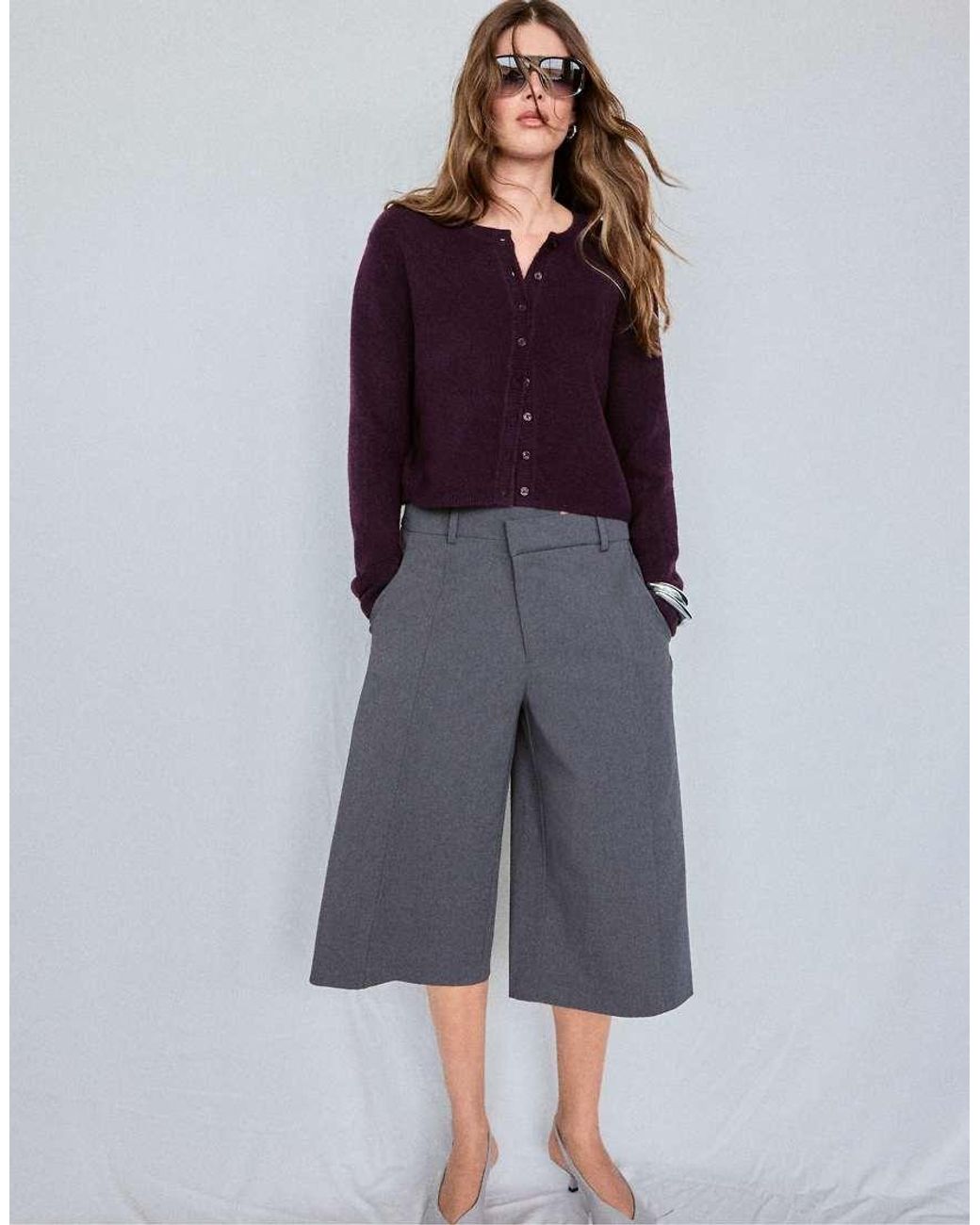 Stradivarius Purple Soft-touch Knit Cardigan With Buttons