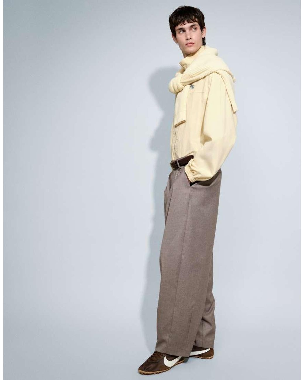 ASOS Gray Wide Barrel Leg Trousers for men