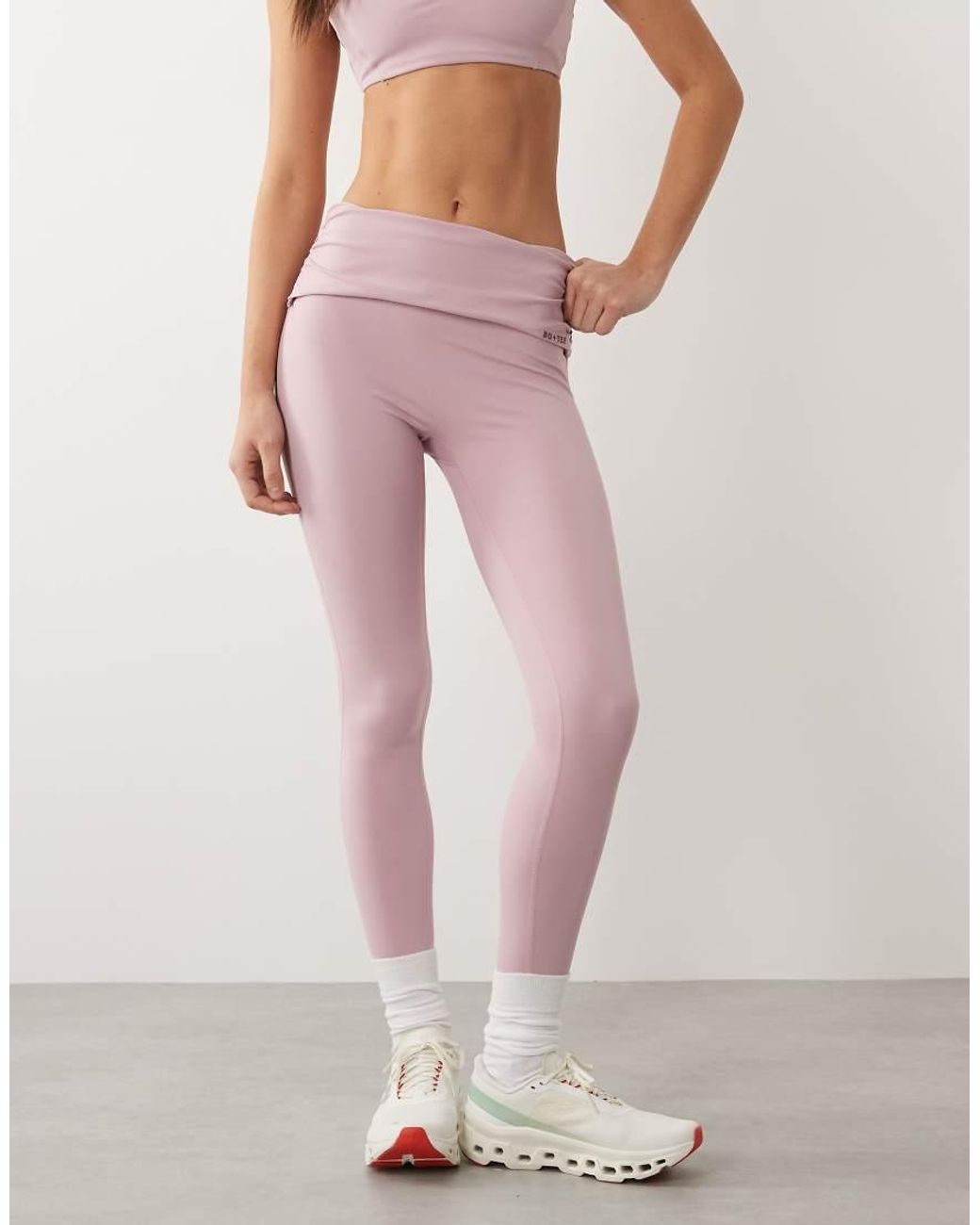 BO+TEE Pink Bo+tee Foldover Mid Rise Stirrup leggings