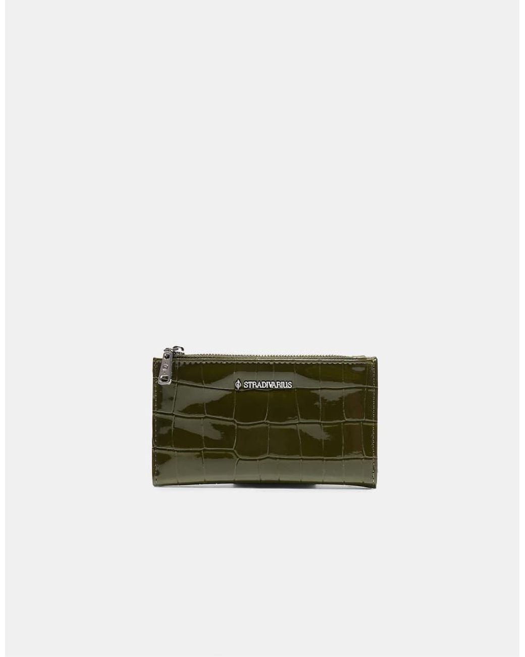 Stradivarius Green Basic Zip-up Purse