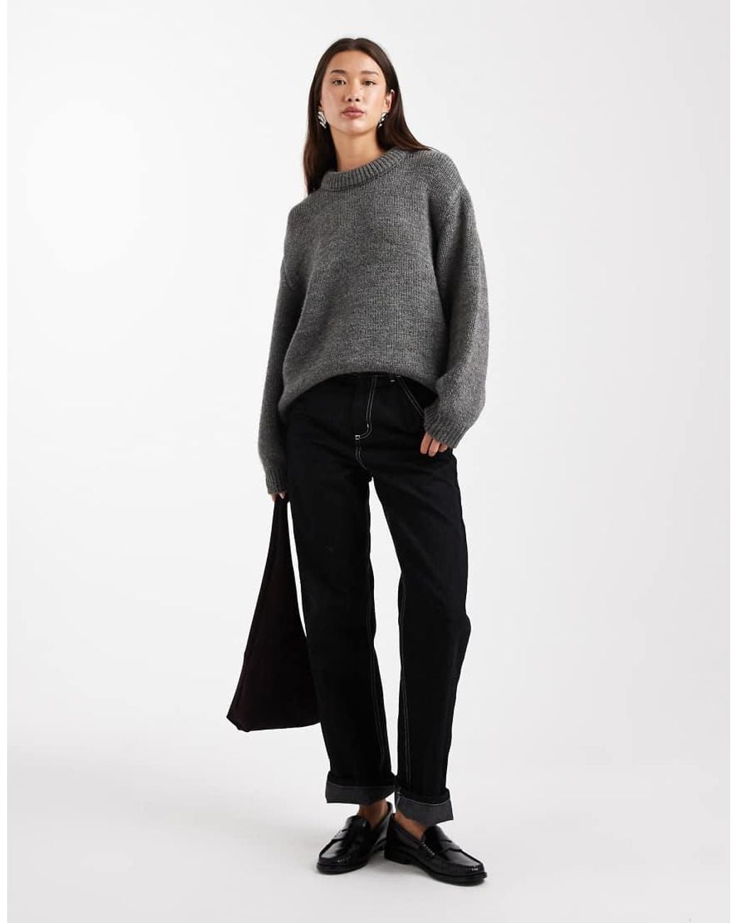 ASOS Gray Stuffed Neck Trim Jumper