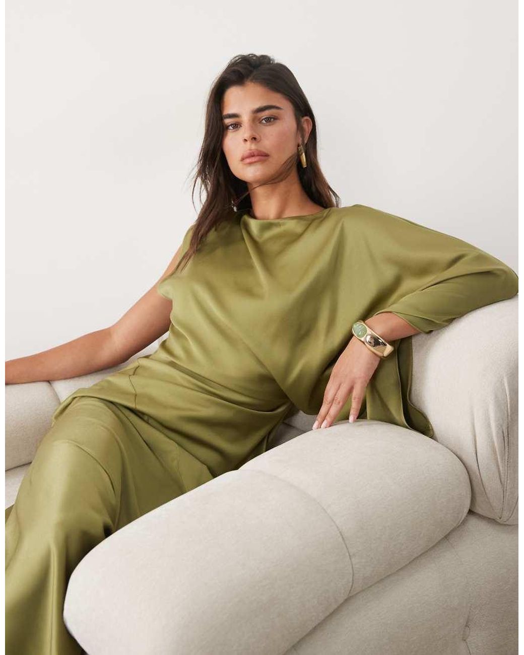 ASOS Natural One Shoulder Maxi With Open Back