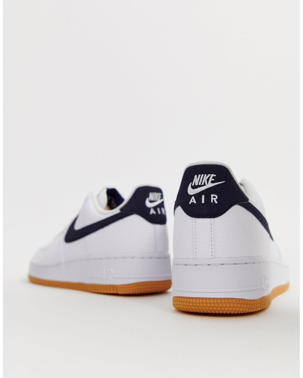 Nike Leather Air Force 1 Sneakers With Swoosh And Gum Sole in Navy (Blue)  for Men | Lyst