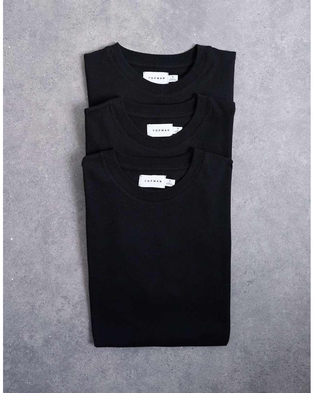 Topman Black 3 Pack Classic Fit T-shirt for men