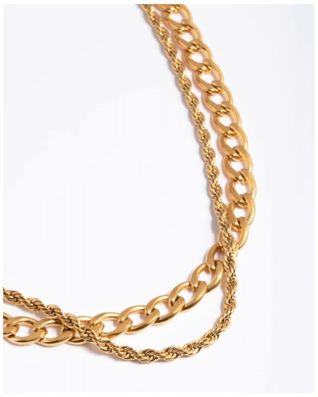 Lovisa White Waterproof Plated Stainless Steel Twist Chain Double Layer Necklace
