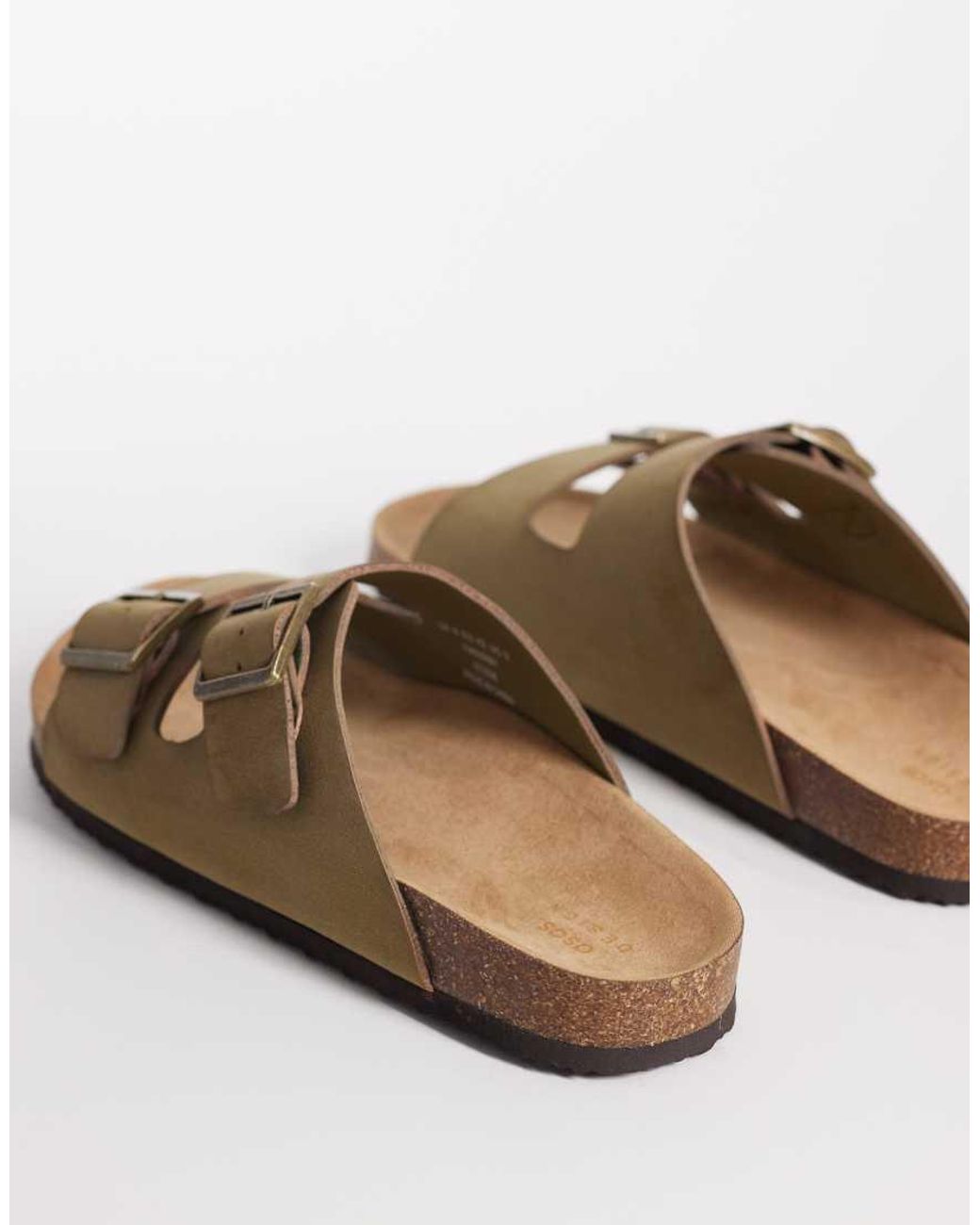 ASOS Natural Two Strap Sandals With Cork Sole for men
