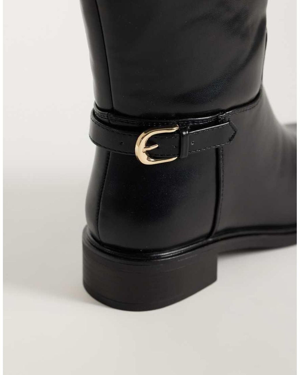 ASOS Black Wide Fit Cecile Flat Riding Knee Boots
