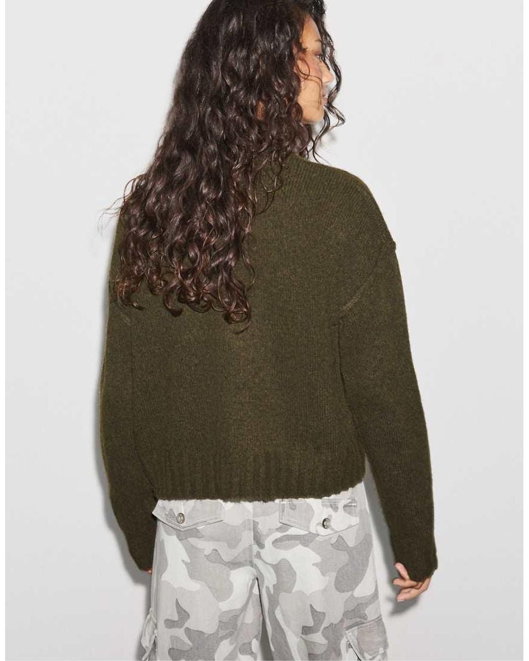 Stradivarius Green Oversize Knit Cardigan