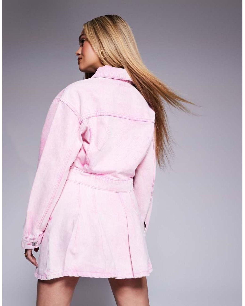 HUGO Pink Co-Ord Flared Denim Skirt