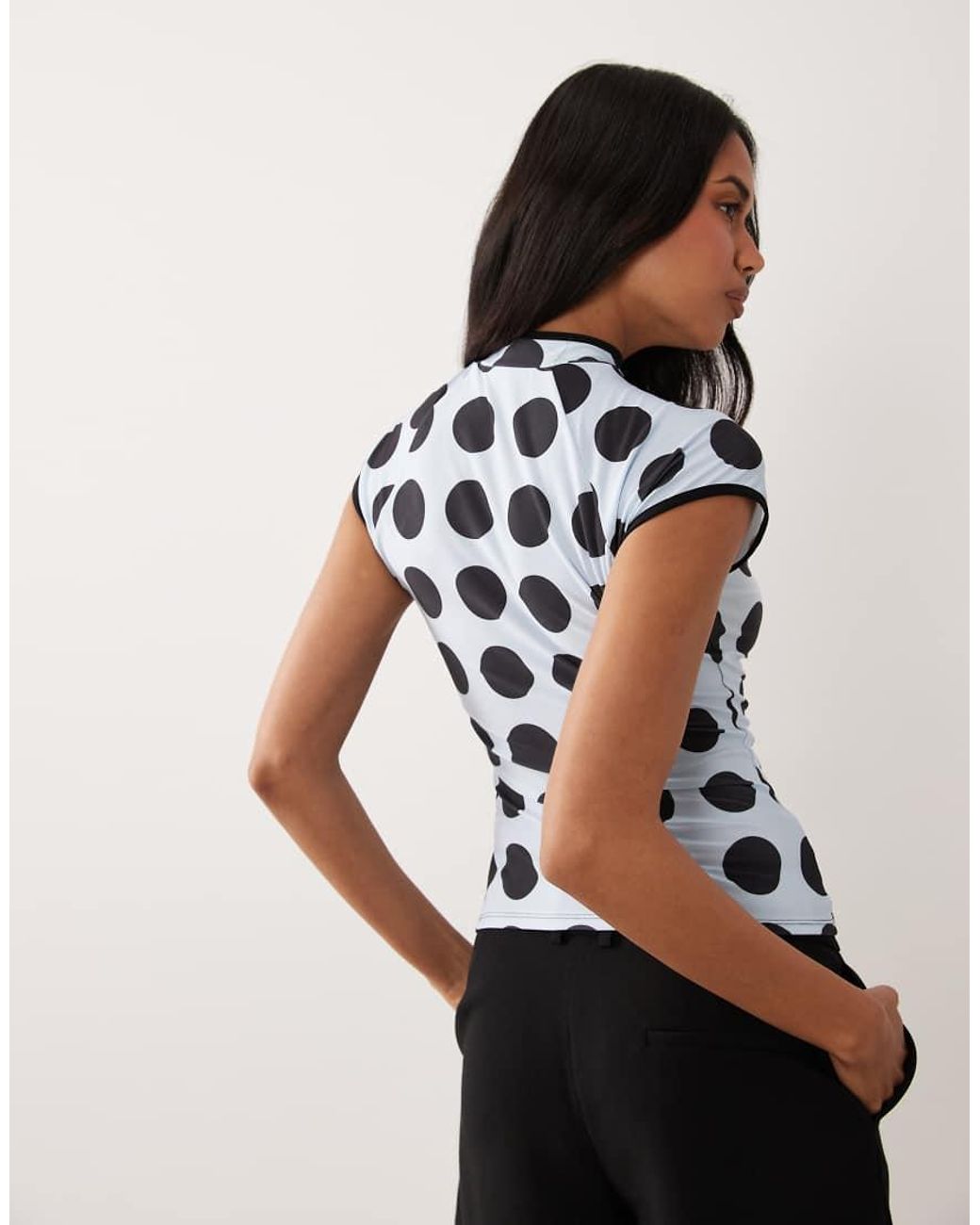 ASOS Black Printed Short Sleeve Cut Out Top